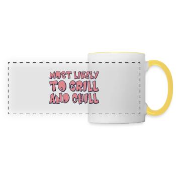 Most likely to Grill and Chill - Panoramic Mug - white/yellow - Front