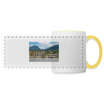 Nordfjordeid Panoramablick vom Hafen Norwegen - Panoramatasse - Weiß/Gelb - Vorne