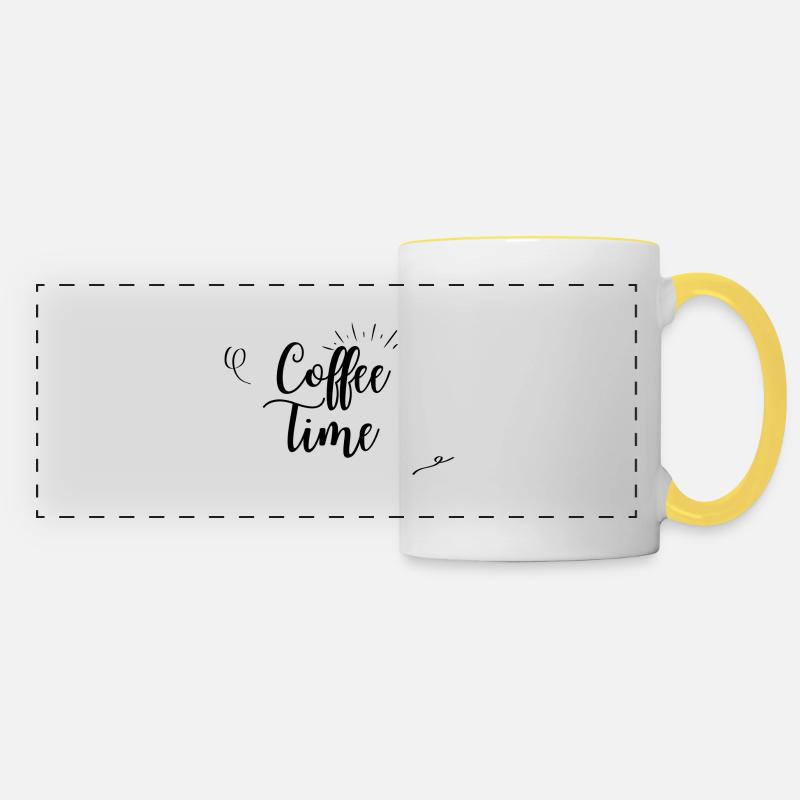 Coffee time Brown Design - Panoramic Mug - white/yellow