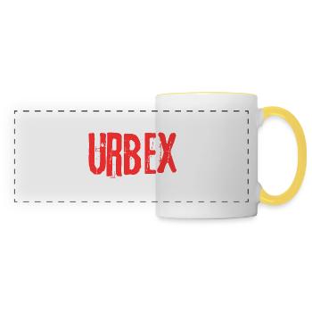 Urban exploration: discover urbex in style - Panoramic Mug - white/yellow - Front
