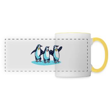 Penguins celebrate - Panoramic Mug - white/yellow - Front