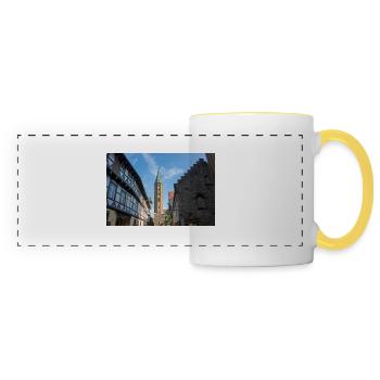 Église des Saints Côme et Damian Goslar - Mug panoramique contrasté et blanc - blanc/jaune - Devant