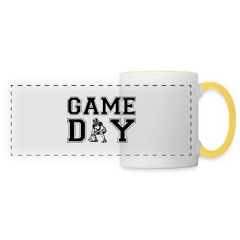 Game Day for Men Women Football Sunday Funday - Panoramic Mug - white/yellow - Front