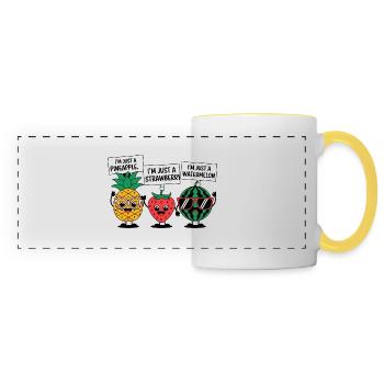 Je ne suis qu’un fruit - Mug panoramique contrasté et blanc - blanc/jaune - Devant