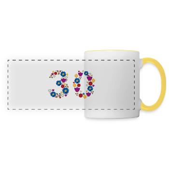 Fleurs 30 - Mug panoramique contrasté et blanc - blanc/jaune - Devant