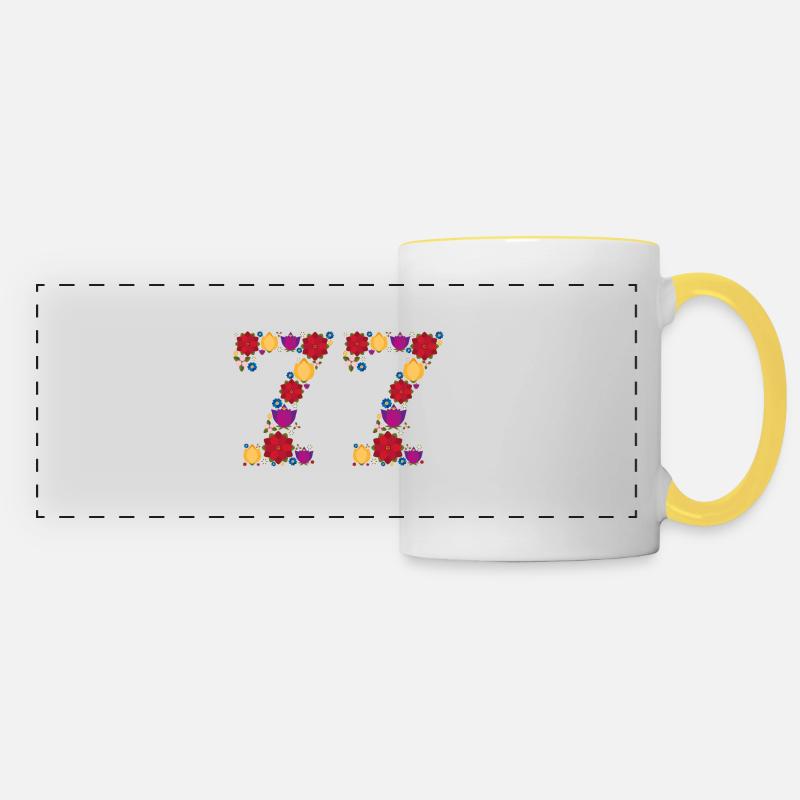 Fleurs 77 - Mug panoramique contrasté et blanc - blanc/jaune