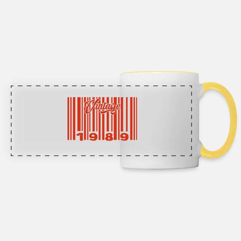 vintage 1989 né en 1989 36 ans bar code anniversai - Mug panoramique contrasté et blanc - blanc/jaune
