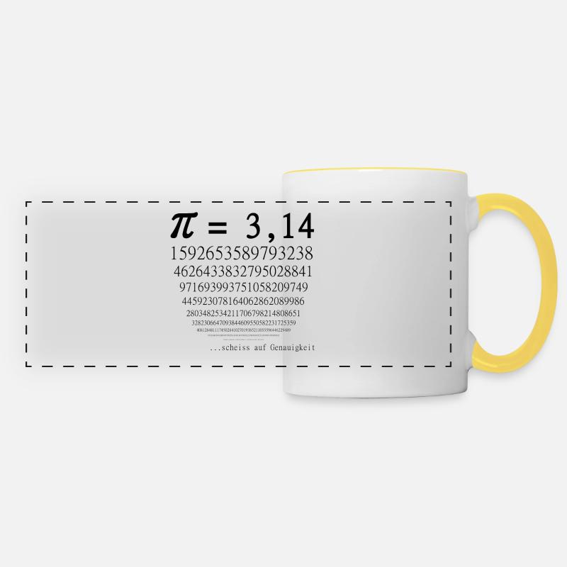 Funny mathematician saying : Pi - Panoramic Mug - white/yellow