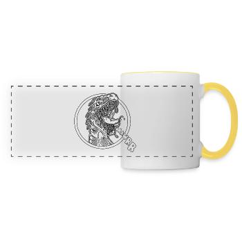 Dinosaure T-Rex Rawr - Mug panoramique contrasté et blanc - blanc/jaune - Devant