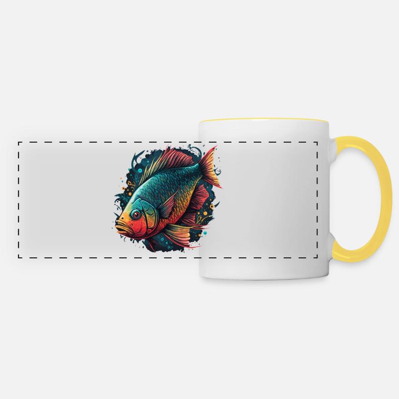 Red Fish - Panoramic Mug - white/yellow