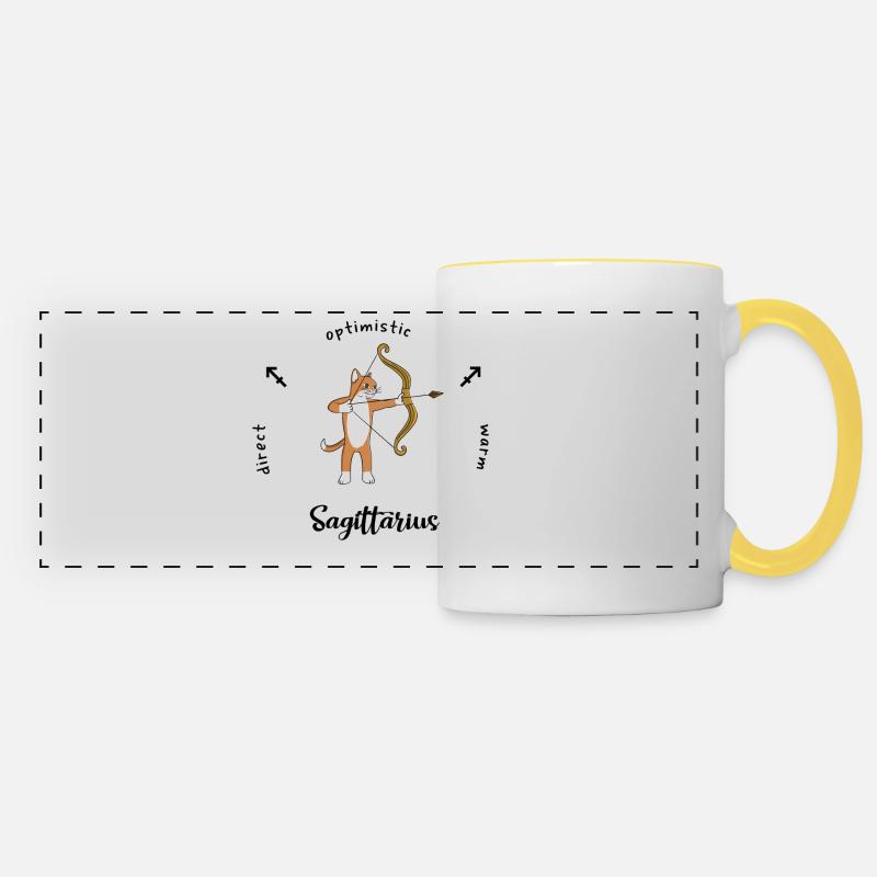 Sagittarius Zodiac Mug - Panoramic Mug - white/yellow