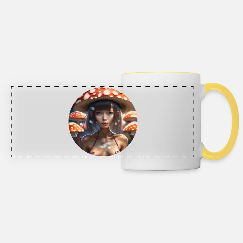 röd flugsvamp - Panoramamugg - vit/gul