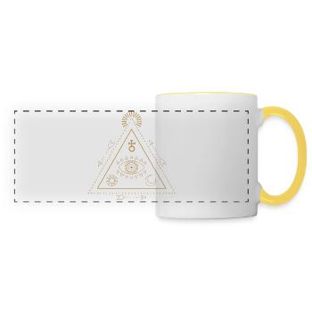 L’œil qui voit tout - Mug panoramique contrasté et blanc - blanc/jaune - Devant