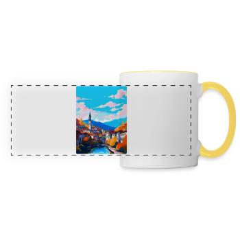 Sarajevo Bosnie-Herzégovine Affiche de voyage vintage - Mug panoramique contrasté et blanc - blanc/jaune - Devant