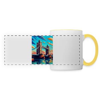 Tower Bridge England Uk Vintage Reiseposter WPA - Panoramatasse - Weiß/Gelb - Vorne