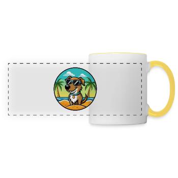 Schweizer Laufhund Hunderasse Cartoon Sonnenbrille - Panoramatasse - Weiß/Gelb - Vorne