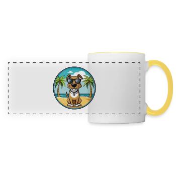 Schweizer Laufhund Hunderasse Cartoon Sonnenbrille - Panoramatasse - Weiß/Gelb - Vorne
