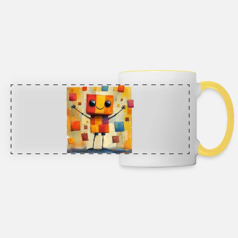Cartonman - Born from a cardboard box - Panoramic Mug - white/yellow