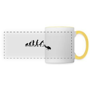 Evolution de l'homme plongeur sous marin. - Mug panoramique contrasté et blanc - blanc/jaune - Devant