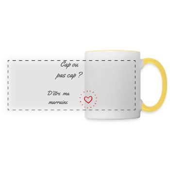 Cap ou pas cap ? D'être ma marraine - Mug panoramique contrasté et blanc - blanc/jaune - Devant