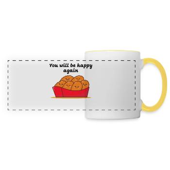 Chicken Nuggets Fast Food Lustiger Spruch - Panoramatasse - Weiß/Gelb - Vorne