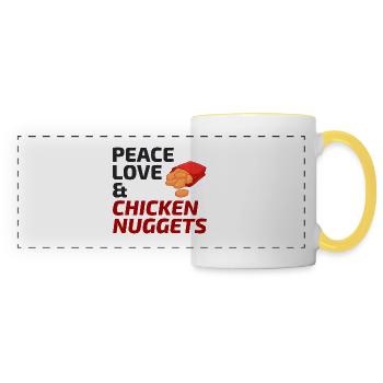 Chicken Nuggets Fast Food Lustiger Spruch - Panoramatasse - Weiß/Gelb - Vorne