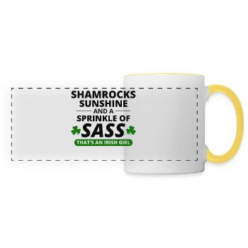 Irish Girl: Shamrocks, Sunshine, & Sass - Panoramic Mug - white/yellow - Front