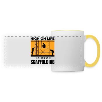 Plate-forme d’échafaudage d’échafaudage de constructeur d’échafaudages - Mug panoramique contrasté et blanc - blanc/jaune - Devant