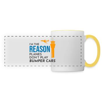 Contrôleur de la circulation aérienne ATC Aviation Humour Avion - Mug panoramique contrasté et blanc - blanc/jaune - Devant