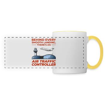 Air Traffic Controller ATC Aviation Humor Airplane - Panoramic Mug - white/yellow - Front