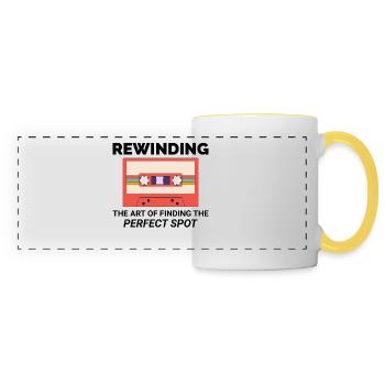 Cassette Bobinage Des Années 80 Nostalgie Rétro Années 1980 - Mug panoramique contrasté et blanc - blanc/jaune - Devant