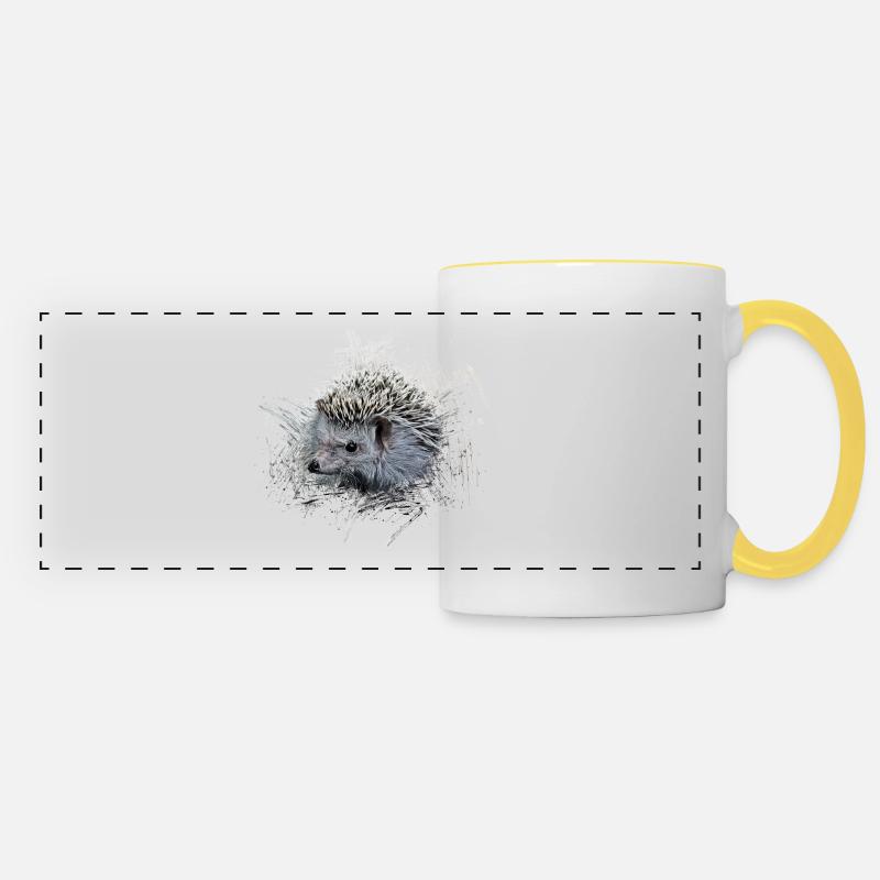 Hérisson - Mug panoramique contrasté et blanc - blanc/jaune