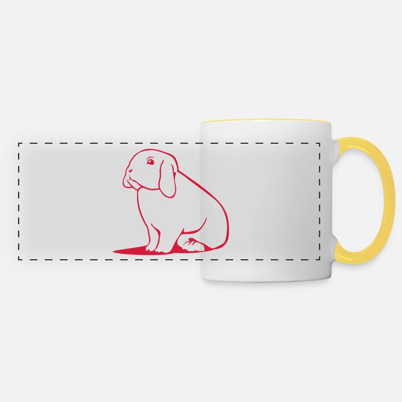 Dwarf Ram - Rabbit - Aries - Panoramic Mug - white/yellow