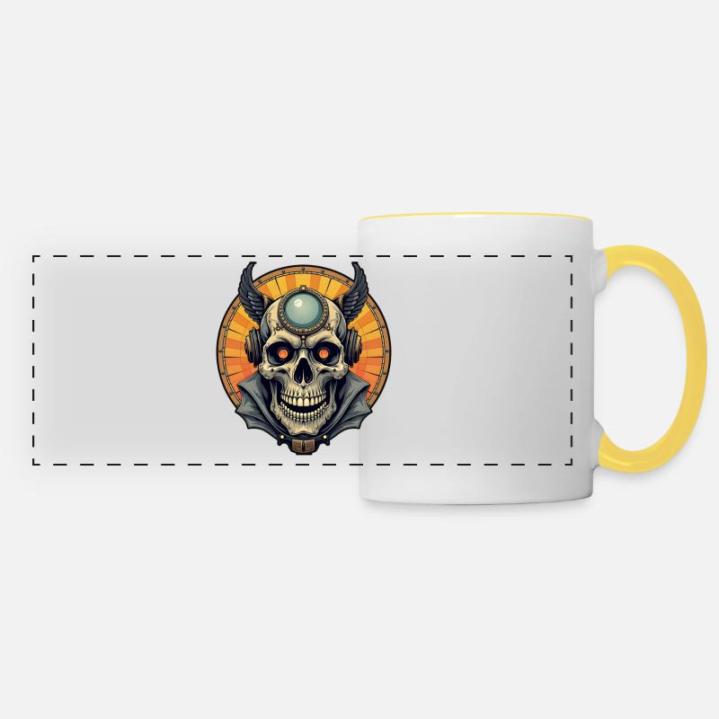 The winged skull. - Panoramic Mug - white/yellow