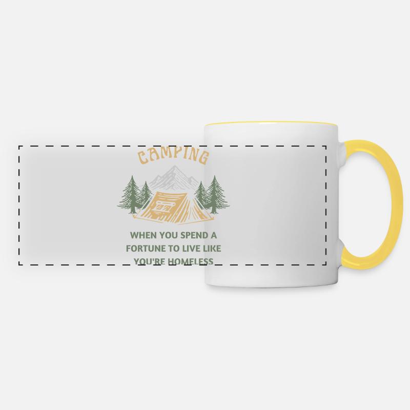 Camping - live like homeless - Panoramic Mug - white/yellow