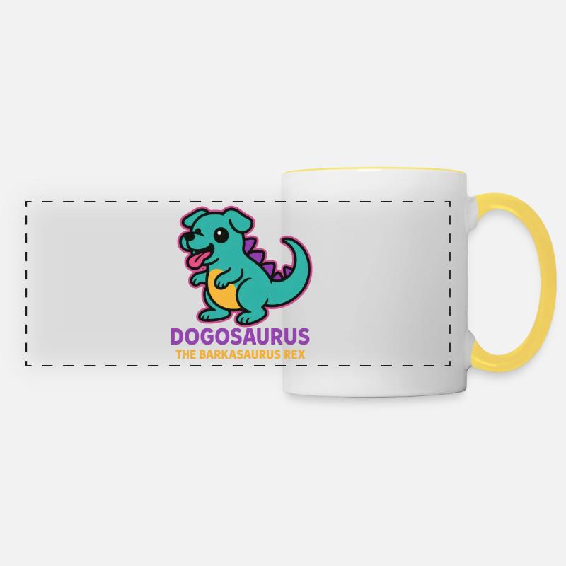 Dogosaurus - The Barkasaurus Rex - Panoramic Mug - white/yellow