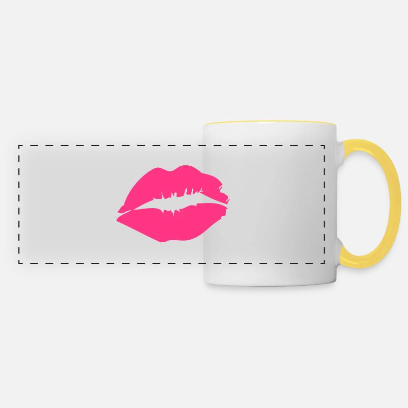 baiser - Mug panoramique contrasté et blanc - blanc/jaune