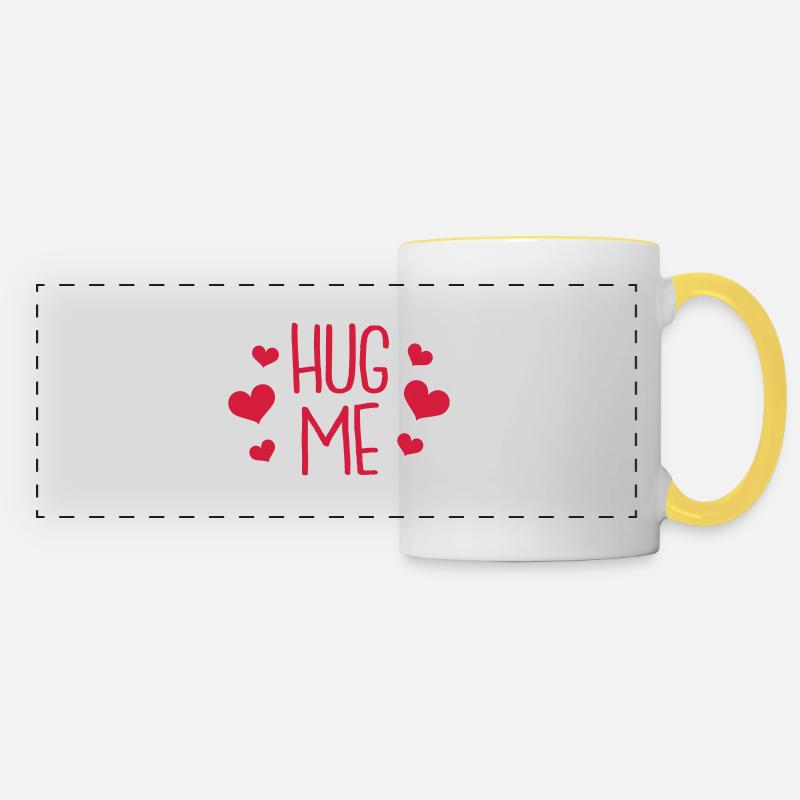 hug me - Panoramic Mug - white/yellow
