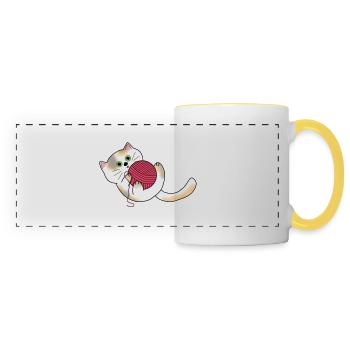Yarn Cat - Panoramic Mug - white/yellow - Front