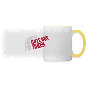 citation mignonne mais prise - Mug panoramique contrasté et blanc - blanc/jaune - Devant