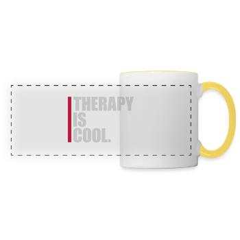therapy is cool Quote - Panoramic Mug - white/yellow - Front