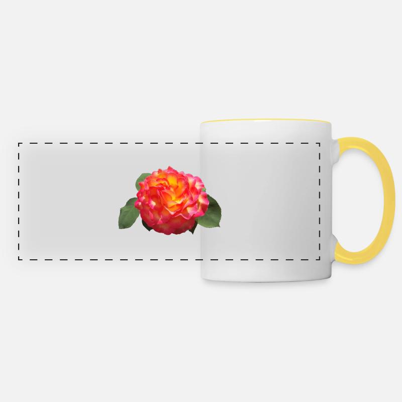 Red SPRING ROSE - Panoramic Mug - white/yellow