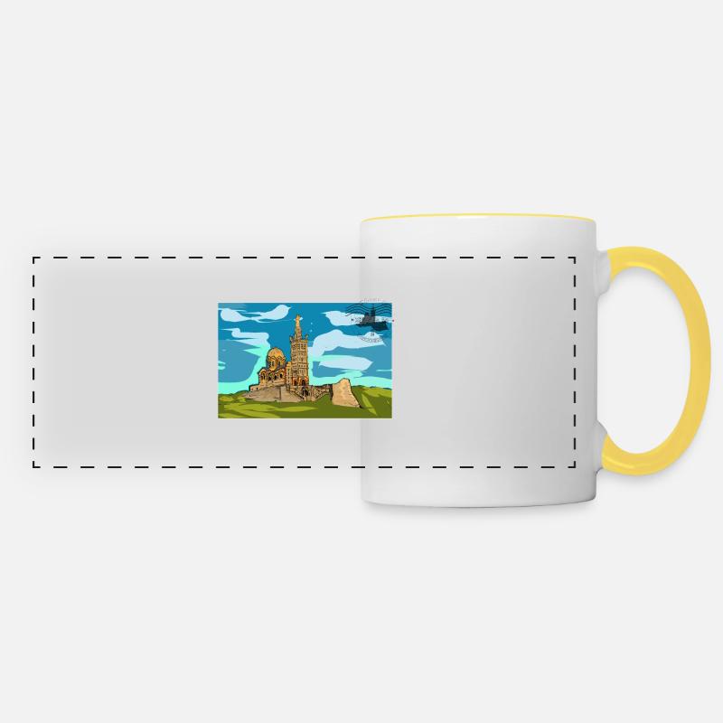 Contemporary Watercolor Art Signed - Panoramic Mug - white/yellow
