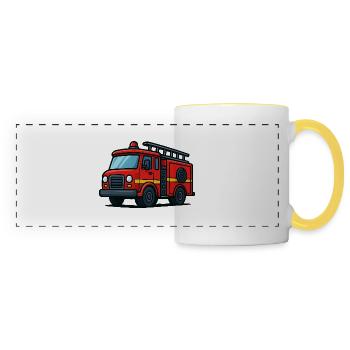 voiture de pompiers - Mug panoramique contrasté et blanc - blanc/jaune - Devant