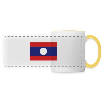 Laos - drapeau - Mug panoramique contrasté et blanc - blanc/jaune - Devant
