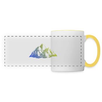 Landscape Mountains Silhouette - Panoramic Mug - white/yellow - Front