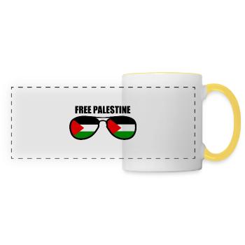 Free palestine - Panoramic Mug - white/yellow - Front