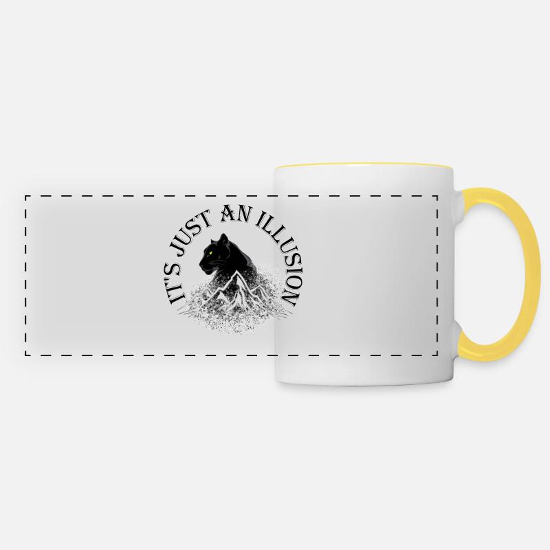 Black Panther. It's just an illusion. - Panoramic Mug - white/yellow