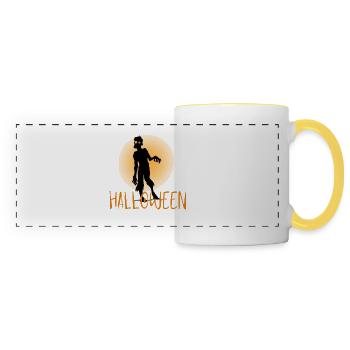 Halloween Creepy Cemetery Moon Witch Vampire - Panoramic Mug - white/yellow - Front
