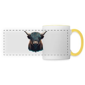 Tête de yak - Mug panoramique contrasté et blanc - blanc/jaune - Devant